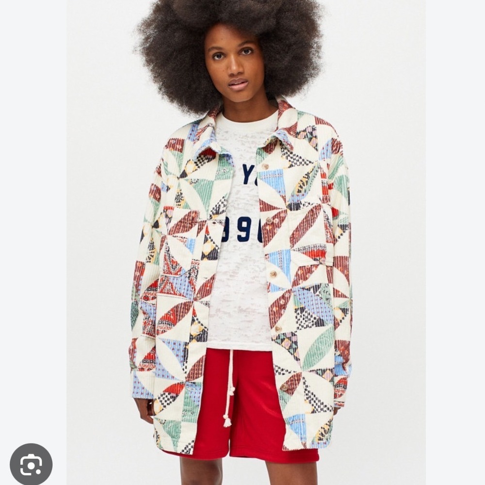 BDG Serena Patchwork Corduroy Shirt Jacket In Multi Small